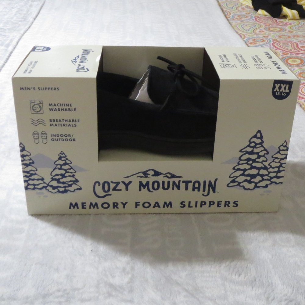 COZY MOUNTAIN SIZE XXL(15-16) MEN'S MEMORY FOAM INDOOR/OUTDOOR HOUSE SLIPPERS